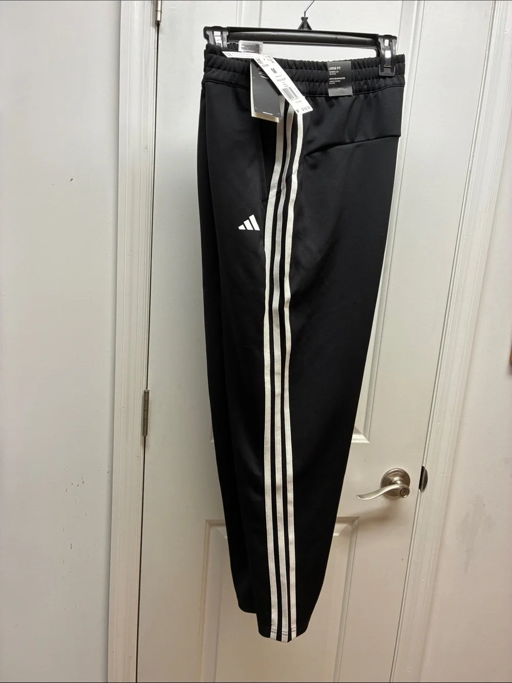 adidas Black Joggers with White Side Stripes